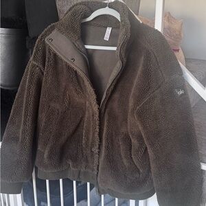 ALO Dark Moss Green Brown Sherpa Jacket M